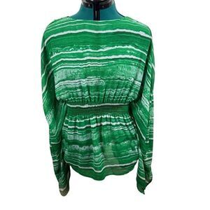 Michael Kors Green and White Flowy Top- Size S/M